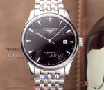 Perfect Replica Longines Stainless Steel Band Black Dial 39mm Men's Watch
